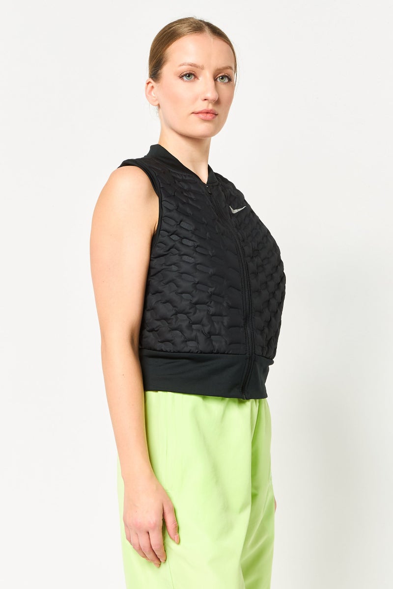 Nike Women Standard Fit Sleeveless Running Vest Jacket, Black - Image 2